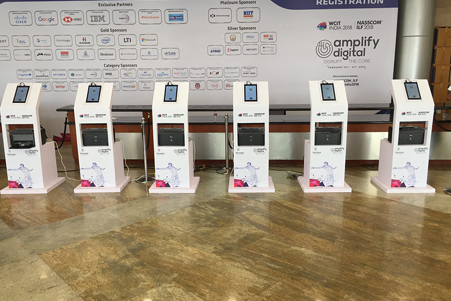 Self-badge printing kiosks at Nasscom 2018